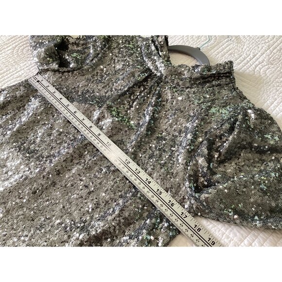 Anthropologie Sunday in Brooklyn Luna Silver Sequined Blouse Size XS Party Cockt - Picture 8 of 16
